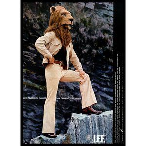 1972 Lee Jeans Change Your Image Lion Vintage Print Ad Lionhead Alps Rockies Art